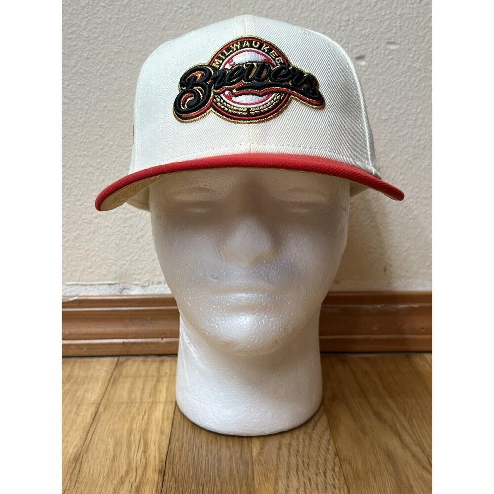 Hat Club New Era Cream Dome Two 2 Red Milwaukee Brewers Size 7 2002 All Star